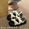 Platform Sandals Women's Summer 2025 New Bow French Retro with Skirt Casual Beach Roman Shoes