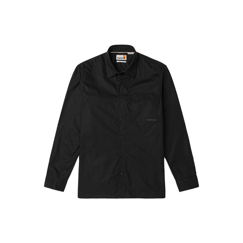 Timberland Brand Print Solid Color Business Breathable Casual Single-Breasted Long Sleeve Shirt Men Shirts Black A69JD-001