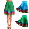 Midi Skirt Ladies Folk Dance Skirt Elastic High Waist Spanish Swing Skirt Rainbow Large Swing Hem Mexican Flamenco Performance Skirt