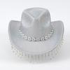 Heavy Diamond Cowboy Hats Tassels Crystal Hat for Disco House Cocktails Parties Vacation Sparkly Tassels for Comedian