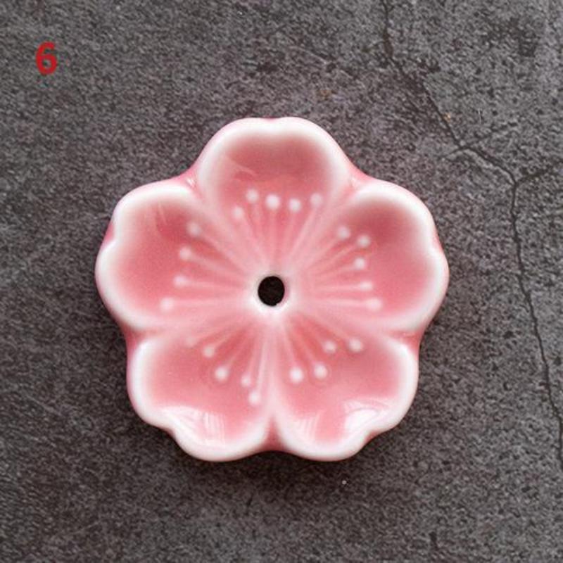 2pcs Ceramic Cherry Blossom Incense Burner Home Decor Incense Stick Holder Aromatherapy Office Teahouse Living Room Ornament