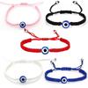 1PC Evil Eye Bracelet Handwoven Adjustable Friendship Cord with Blue Eye Charm - Stretchable Spiritual Protection Anklet for Women Men 15-30cm