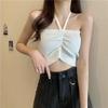 Crop Top Women Summer Sling Vest Knitted Halter Women Clothing Short Base Shirt Drawstring All-Match Sexy Tops
