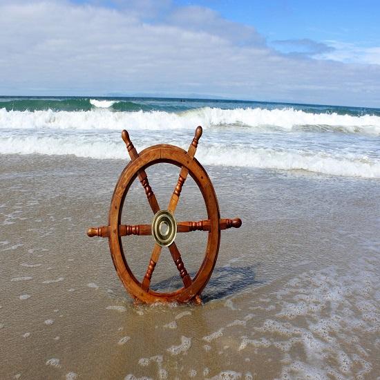 Nautical Brass Ship Wheel Home Wall Decor
