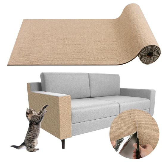 Trimmable Cat Scratcher Mat Self-Adhesive Cat Scratching Pad Replacement for Cat Towers Anti-Scratch Furniture Protector for Couch Wall Door