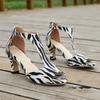 2024 Summer Women Heeled Sandals Fish Toe Elegant 2024 Casual Shoes Sexy High Heels Dance Zebra Leopard Print Color News Trends