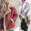 Winter Women Faux Fleece Coat Outwear Warm Lapel Biker Motor Jacket