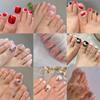 Girls Toe Nails Square Short French Full Cover Fake Toenails