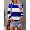 Women's 3D Stripe Printed T-shirt Fashion Long Sleeve Round Neck T-Shirt Regular Tops Holiday Weekend Spring and Autumn