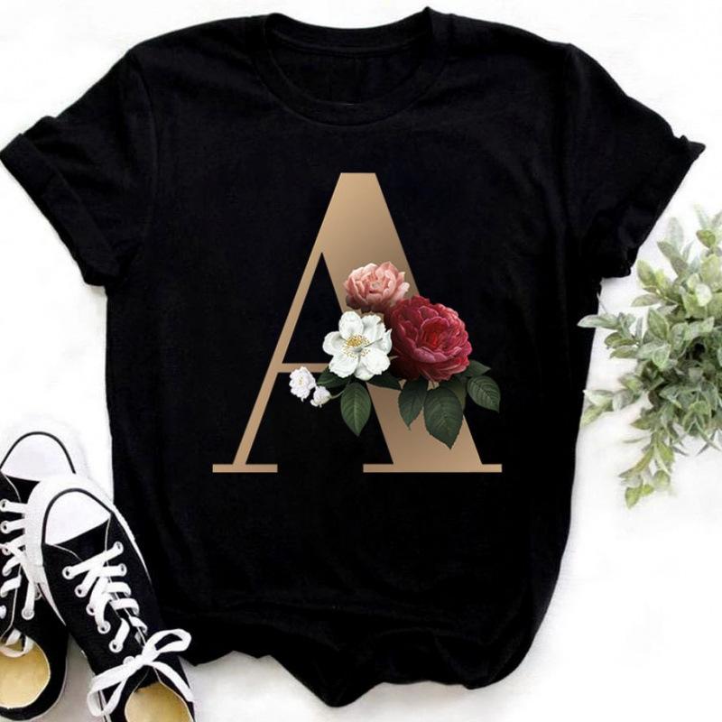 Summer Women's Fashionable Simple Floral Letter Printed Pure Cotton Short Sleeved Women's T-Shirts Women’s