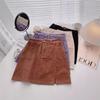 2024 Autumn Retro High Waist Corduroy Midi Skirt - Slimming A-line with Slit, Perfect for Commuting and Flaunting Long Legs
