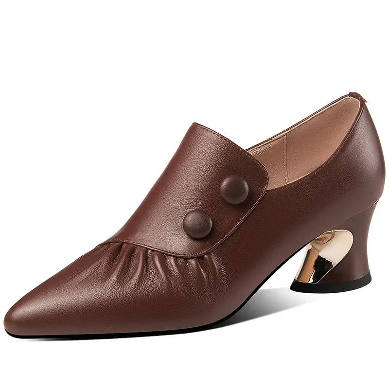 Thick Heel Fashion Shoes Women  Spring and Autumn New Pointed Toe Deep Mouth Sexy Striped Fashion High Heels Women’s