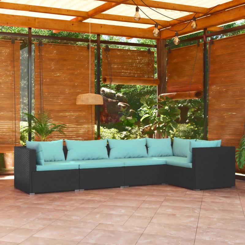 Day and Night - Day and Night 5-piece Garden Furniture Set and Black Synthetic Rattan Cushions