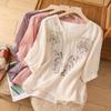 Embroidered Cotton Linen Short Sleeve Loose Blouse for Women