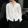 Men Lapel Neck Long Sleeve Fluffy Semi-Sheer Buttons Casual Shirts