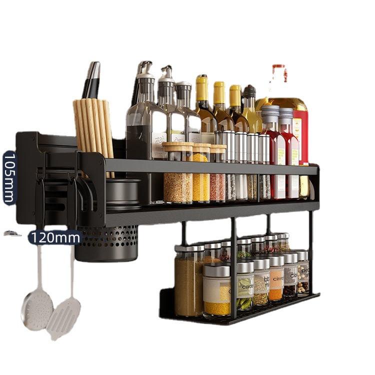 Kitchen Organizer Shelf Wall-mounted Spice Storage Rack Kitchen Knife Holder Wall Seasoning Chopstick Spoon Shovel Storage