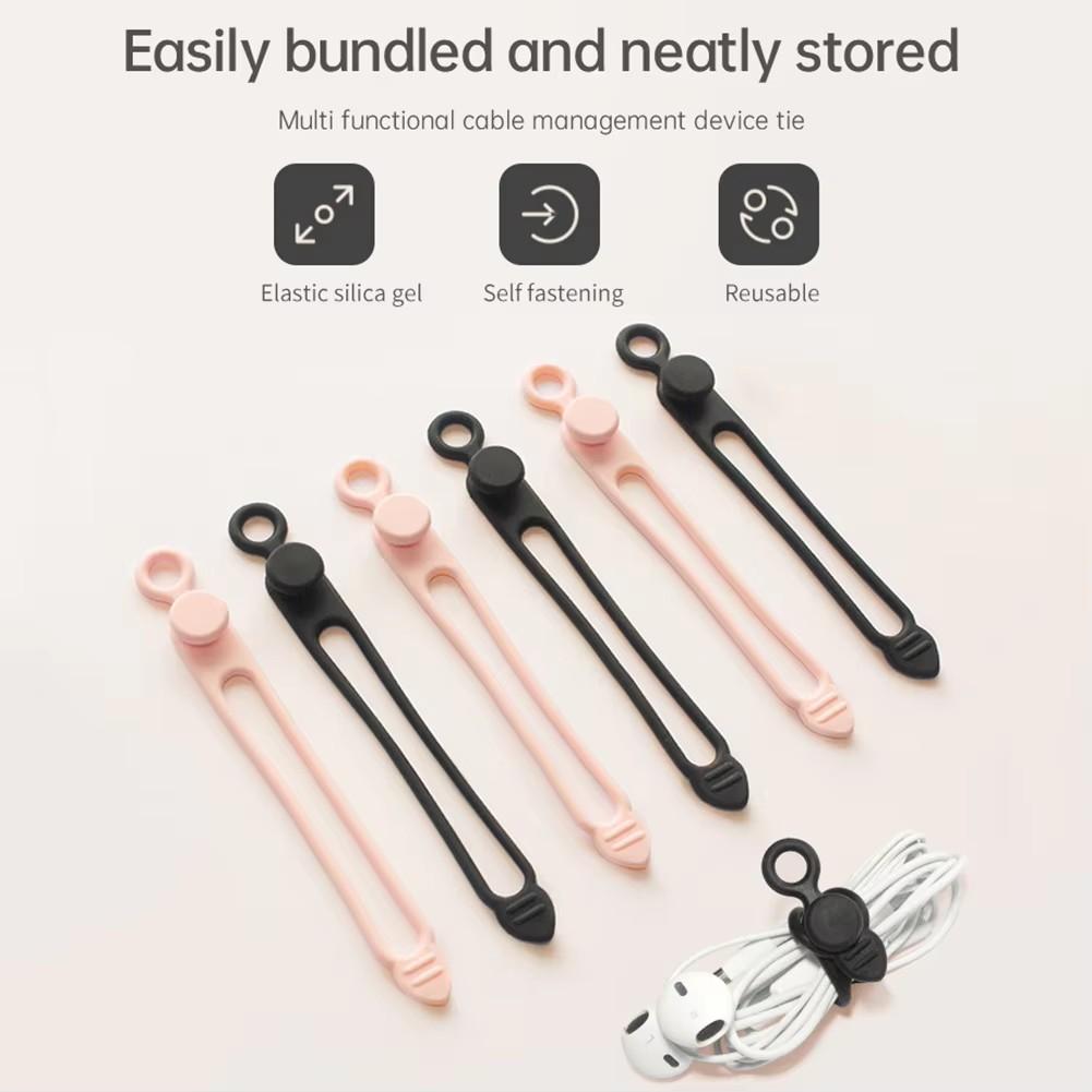 10pcs Silicone Cable Ties,Cord Organizer,Cable Straps,Reusable Cord Ties,Travel Cable Organizer ,Cute Elastic Tie, Wire Ties