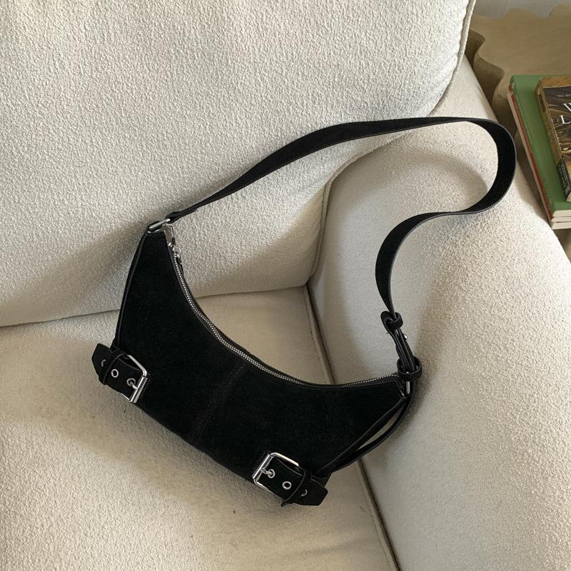 2025 Autumn New Korean Version Niche Sweet and Spicy Style Underarm Dumpling Bag Retro Crescent Moon Bag High Value Shoulder Bag