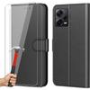 Protective Case - E.F.CONNECTION - for Redmi Note 12 Pro 5G - Black - Wallet - Elegant - 2 Tempered Glasses