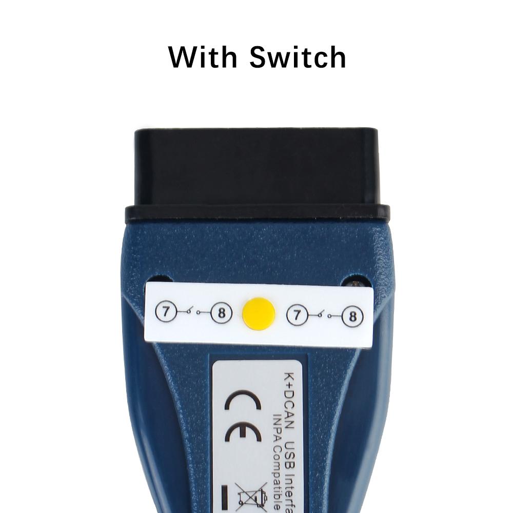 For BMW E Chassis E46 E60 E87 MINI R50 OBD2 Scanner FTDI FT232 Chip Car Diagnostic Tools OBD 2 USB Interface with Switch K+CAN INPA Cable