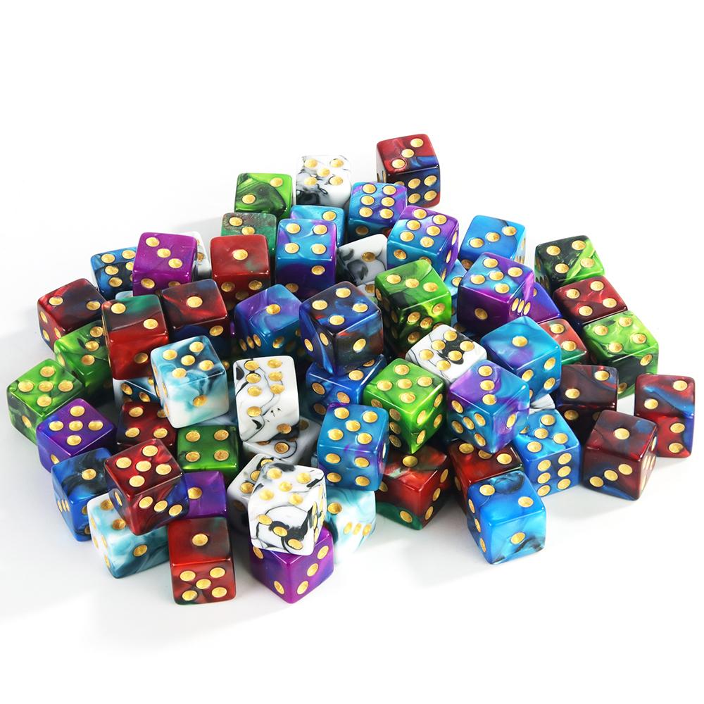 Premium Quality Square Corner Dot D6 Dice Set for Table Board Gaming - 12mm Mixed Color, Pack of 10