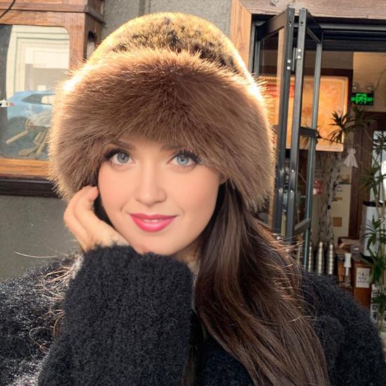 Winter Hat Leopard Print Thickened Warm Plush Hat Cold-proof Windproof Headwear Cold Weather Accessory