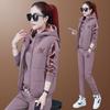Women's Fashion Plush Thicken Tracksuit Set Sports Hoodie Vest Sweatpants Set Sports Suit 3-piece Suit