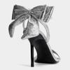 Fashion Elegant Bow Embellished Branded Heeled Sandals Women Silver Ankle Buckle Designer Shoes Luxury Wedding Bridal Shoe Zapatos Mujer