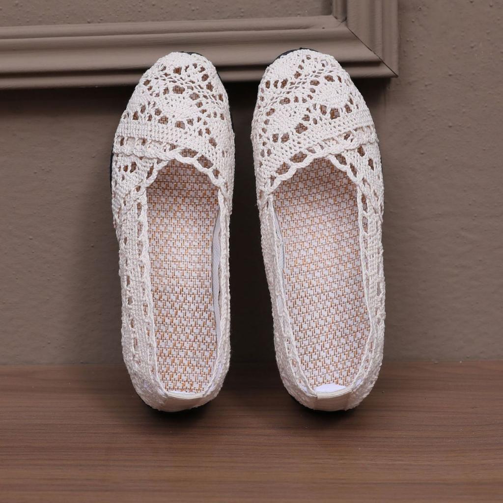 Shoes Women Cloth Shoes Hollow Lace Mesh Shallow Mouth Shoes Casual Shoes Women Sandals