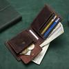 Men's Genuine Leather Trifold Wallet - Large Capacity Retro Crazy Horse Leather Clutch