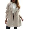 Women's Trench Coat Notch Lapel Double Breasted Mid Long Pea Coat with Pockets Long Sleeve Fall Winter Outwear