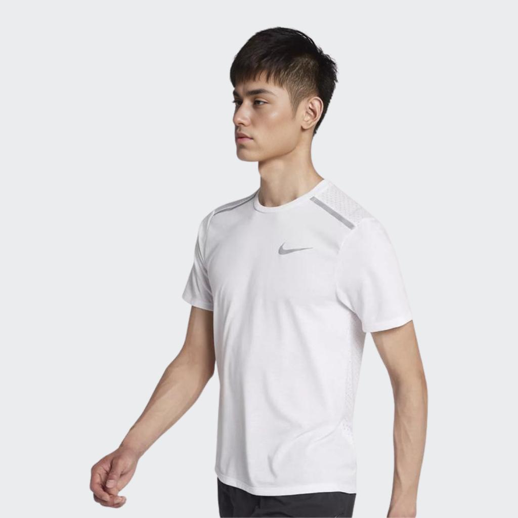 Nike Dri-Fit Quick Dry Светоотражающая повседневная футболка для бега Мужские топы Белые CU0327-100