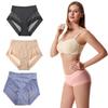 Comfortable Plus Size Ice Silk Mid-Waist Women's Briefs with Transparent Mesh and Tummy Control