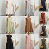 2024 Women Sleeveless Cotton Linen Dress Loose Fit Solid Color Pocket Summer Casual