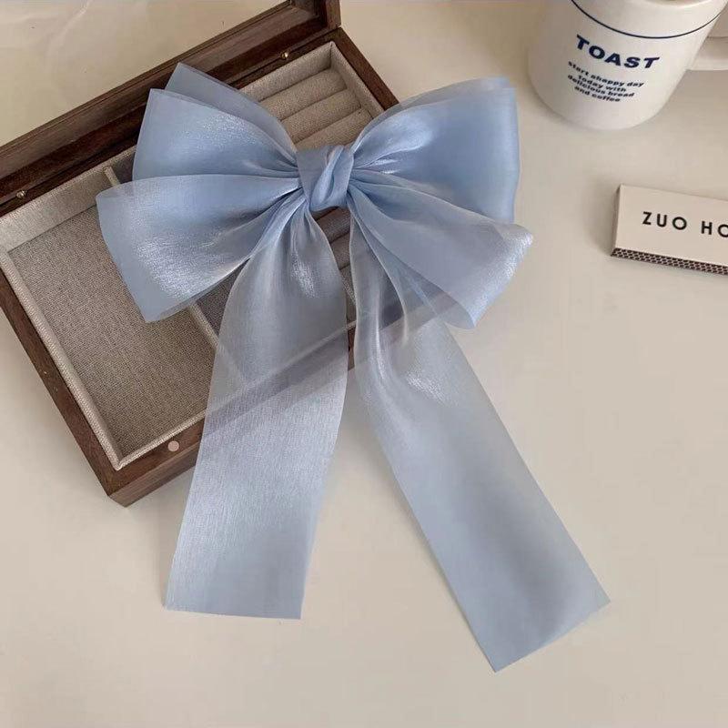 Chiffon Bow Hair Clip Women Large Bowknot Stain Hairpin Barrettes Girls Solid Color Ponytail Clip Hair Accessories Headwear Gift