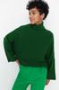 Women's Fashion New Sweater Green Soft Textured Wide Fit Knitwear Sweater