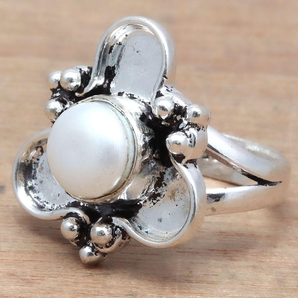 Real Pearl Gemstone Handmade Silver Jewelry  "9"
