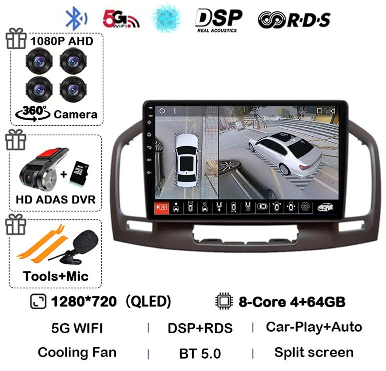 Android 14 Carplay Auto WIFI+4G Car Radio For Buick Regal For Opel Insignia 2009 2010 2011 2012 2013 Multimidia Video Player GPS