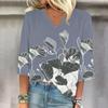 Women's Shirt Blouse Casual Loose Shirts  3/4 Sleeve  Print  V Neck Tops Print  Tops T-shirts Tee