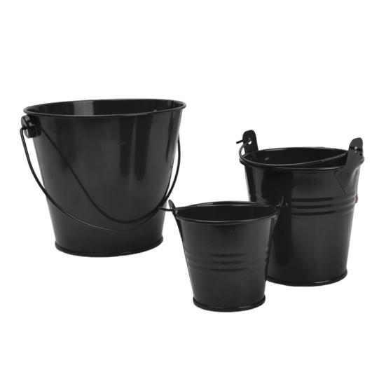 3Pcs Miniature Tin Bucket 1/12 Scale Hanging Small Bucket Multi-purpose Metal Bucket with Handle Dollhouse Accessories