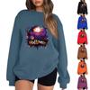 Women's Casual Fashion Printed Long Sleeved Knitted Sportswear Top, Loose Fit Halloween