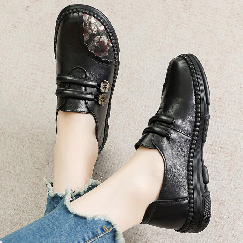 Fashion GKTINOO 2025 Fashion Women Shoes Genuine Leather Loafers Women Casual Shoes Mother Soft Comfortable Shoes Women Flats Non-slip