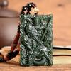 Hetian Green Jade Guan Gong Pendant Necklace for Men - Double-Sided Domineering Style Jade Plaque