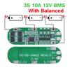 3S 10A 12V Lithium Battery Charger Protection Board For 18650 Li-ion Battery Cell Charging BMS 11.1V 12.6V With Balanced