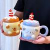 Birthday Gift Cake Cup Cute Mug Girls High Value Ceramic Cup Children's Design Sense Niche with Cover