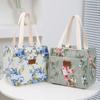 Portable Travel Floral Printed Bento Insulated Lunch Bag Women Reusable Tote Ice Cooling Bag for Picnic
