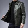 Осенняя новая мужская кожаная куртка, простая и универсальная, из тонкого бархата, однотонная, с лацканами, мужская кожаная куртка для мужчин среднего возраста