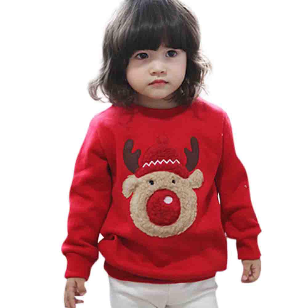 Toddler Baby Long Sleeve Print Christmas Deer Tops Sweatshirt