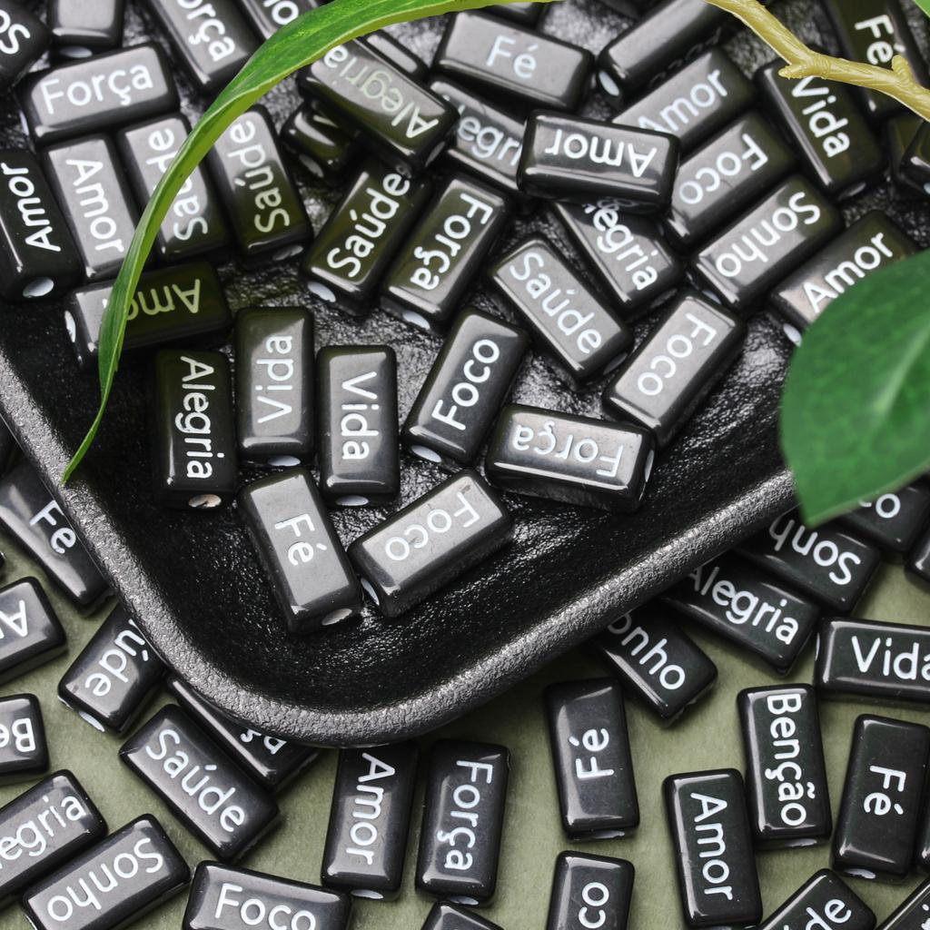 Bracelets French Words Rectangle 10PCS 14.5*7.5mm Acrylic Jewelry Making Accessories DIY Handmade Crafted Material Loose Spacer Beads Necklace