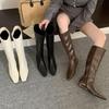 2025 New Simple High Tube Square Head Inner Height Increase Long Tube Knight Boots Thin Boots But Knee Women's Long Boots
